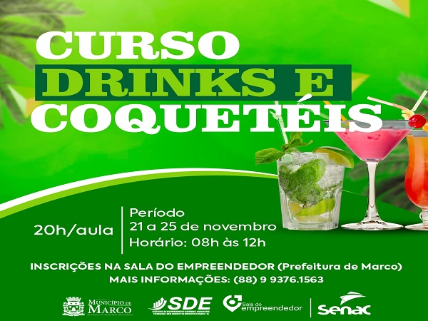 Curso de Coquetéis e Drinks.